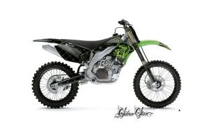 Kawasaki KXF450 Dirt Bike Graphic Kit - 2006-2008 Silver Star - Reloaded Green