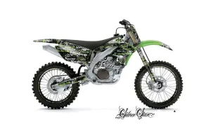 Kawasaki KXF450 Dirt Bike Graphic Kit - 2006-2008 Silver Star - Silverhaze Green