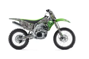 Kawasaki KXF450 Dirt Bike Graphic Kit - 2009-2011 Checkered Skull Green