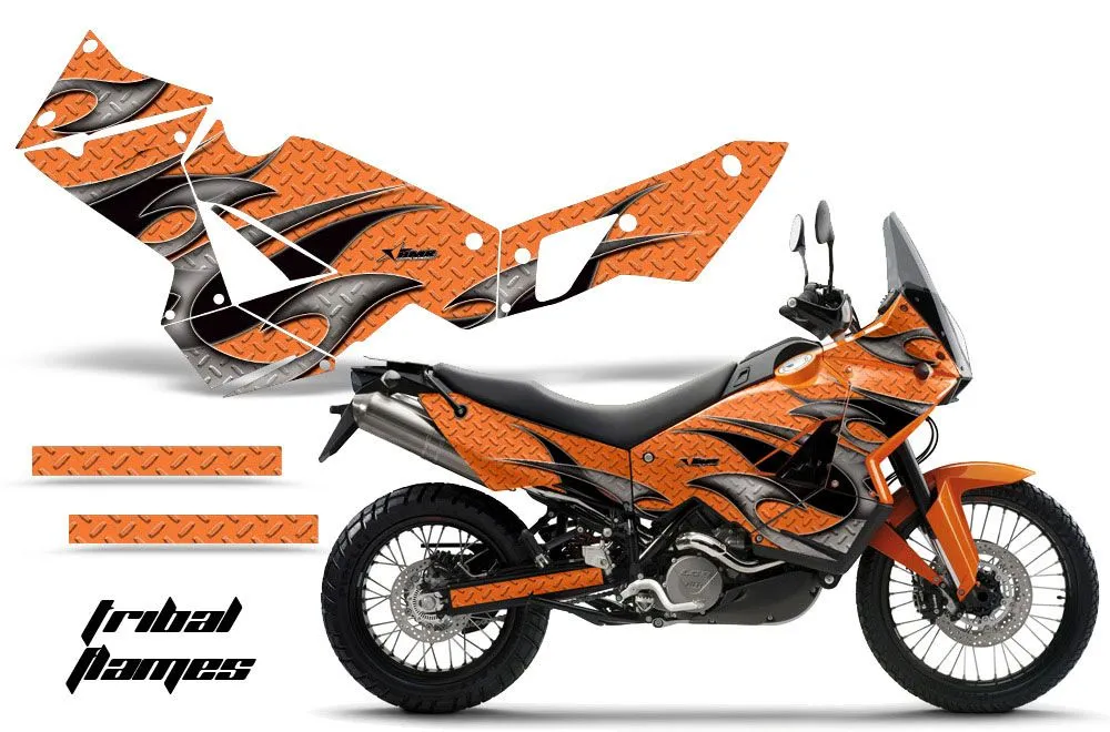 KTM Adventure 990 Sport Dirt Bike Graphic Kit - 2006-2013 Tribal Flames Orange