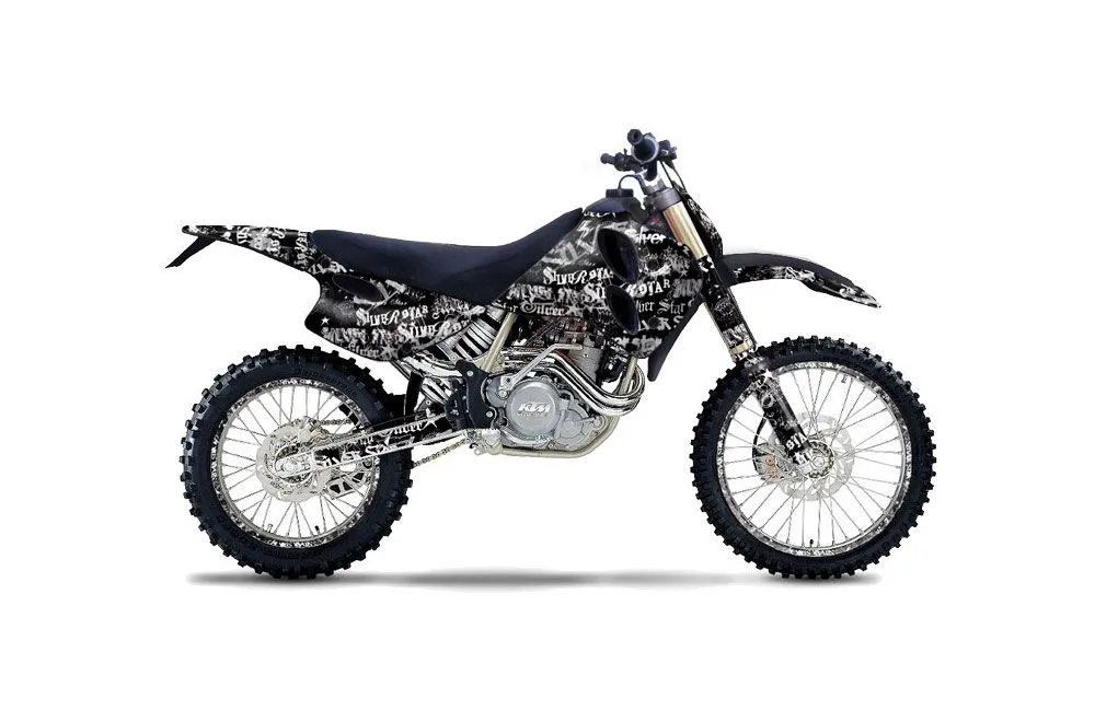 KTM C0 SX 4 Stroke Dirt Bike Graphic Kit - 1993-1997 Silver Star - Silverhaze Black