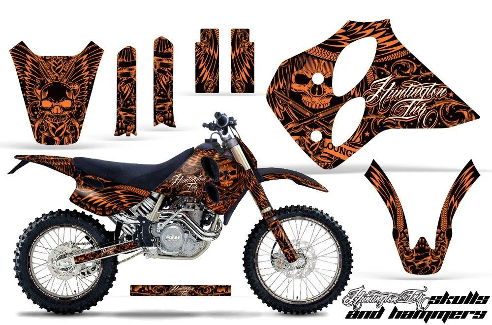 KTM C0 SX 4 Stroke Dirt Bike Graphic Kit - 1993-1997 Skulls and Hammers Orange