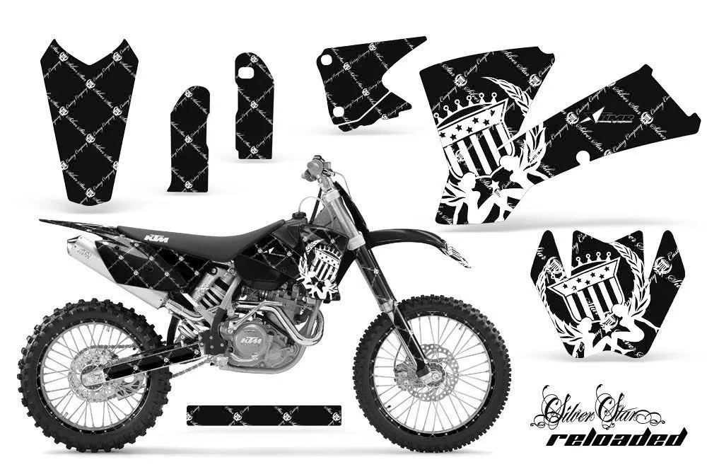 KTM C1 SX Dirt Bike Graphic Kit - 2001-2004 Silver Star - Reloaded Black