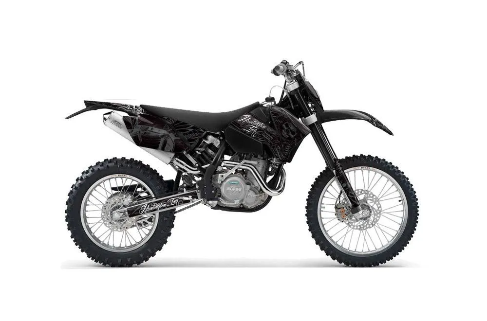 KTM C4 EXC Dirt Bike Graphic Kit - 2005-2007 Skulls and Hammers Silver