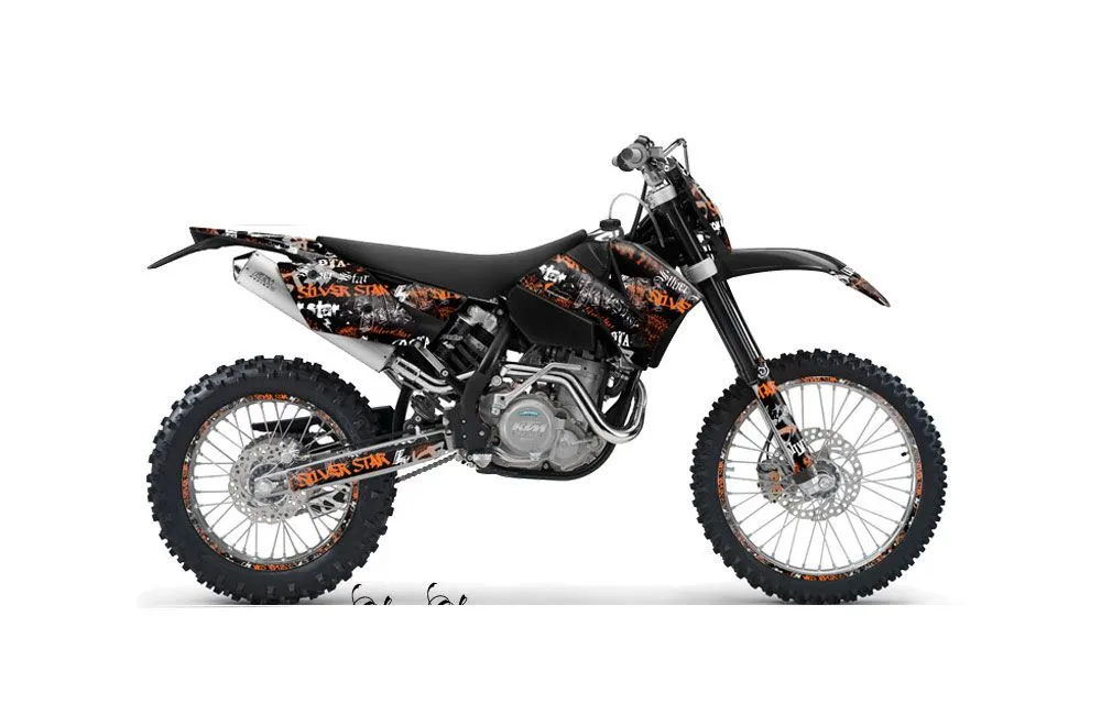 KTM C4 SX Dirt Bike Graphic Kit - 2005-2006 Silver Star - Silverhaze Orange