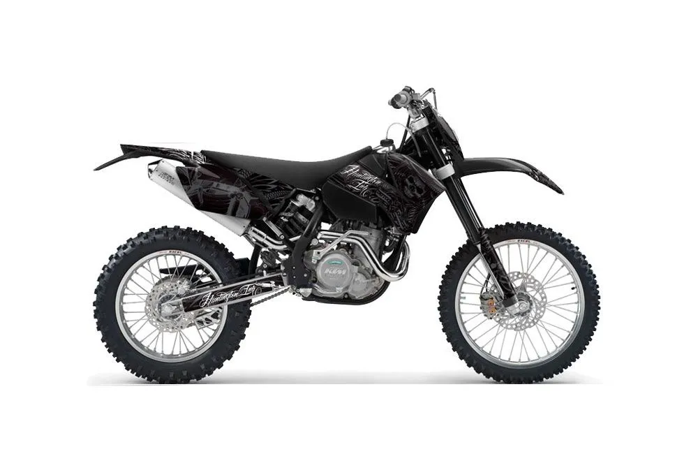 KTM C4 SX Dirt Bike Graphic Kit - 2005-2006 Skulls and Hammers Silver