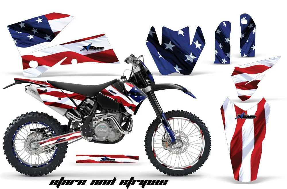 KTM C4 SX Dirt Bike Graphic Kit - 2005-2006 Stars and Stripes Red White & Blue