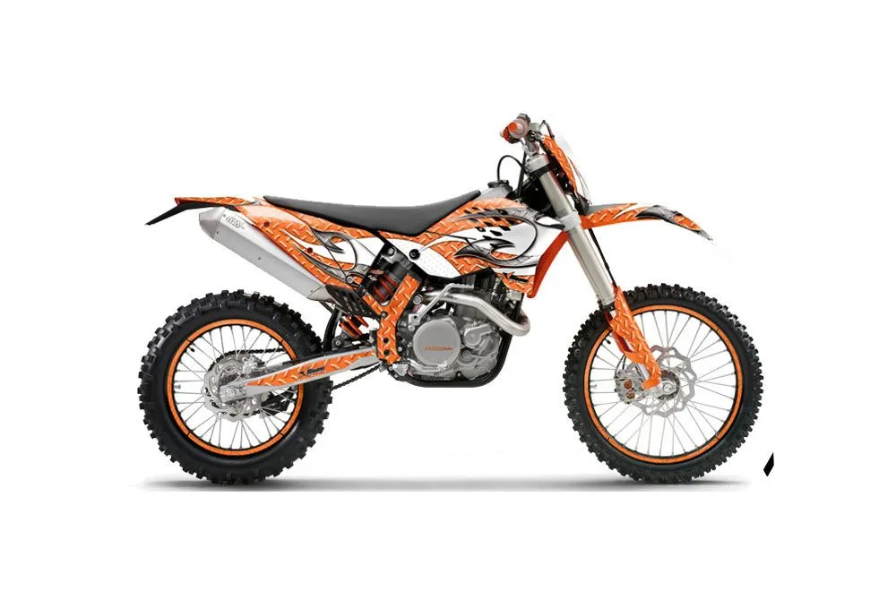 KTM C5 XC 125 / 525 Dirt Bike Graphic Kit - 2008-2010 Tribal Flames White