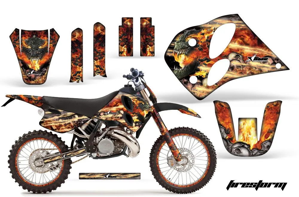 KTM C6 SX 2 Stroke Dirt Bike Graphic Kit - 1993-1997 Firestorm Black