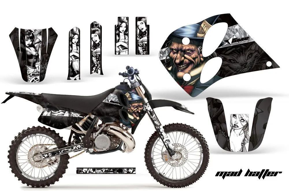 KTM C6 XC 2 Stroke Dirt Bike Graphic Kit - 1993-1997 Mad Hatter Black