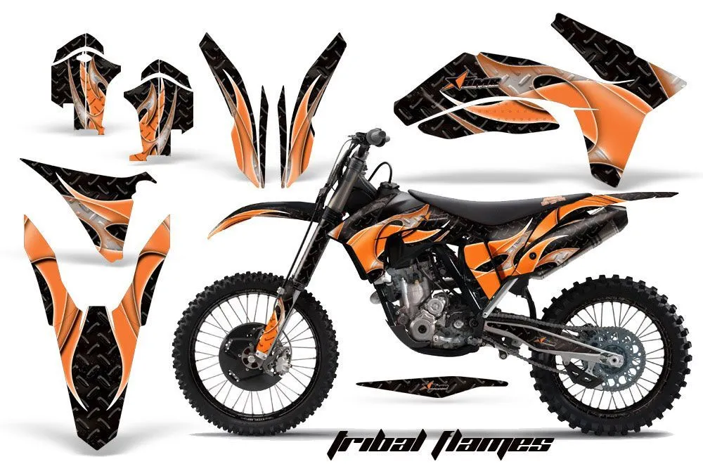 KTM C7 XC Dirt Bike Graphic Kit - 2012-2013 Tribal Flames Orange