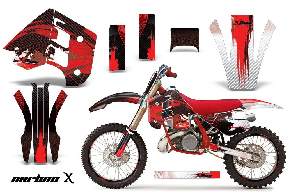 KTM C8 MXC / EXC 250 Dirt Bike Graphic Kit - 1990-1992 Carbon X Red