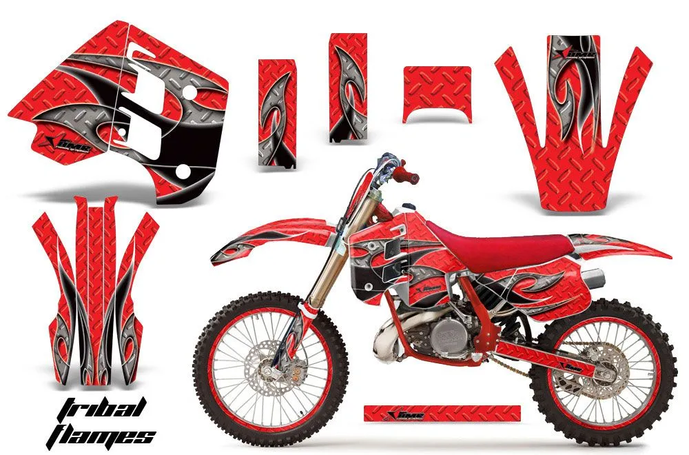 KTM C8 MXC / EXC 250 Dirt Bike Graphic Kit - 1990-1992 Tribal Flames Red