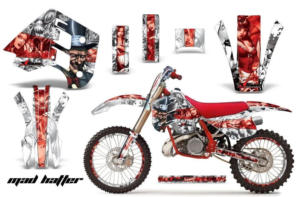 KTM C8 MXC / EXC 300 Dirt Bike Graphic Kit - 1990-1992 Mad Hatter White