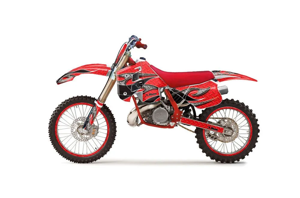KTM C8 MXC / EXC 300 Dirt Bike Graphic Kit - 1990-1992 Tribal Flames Red