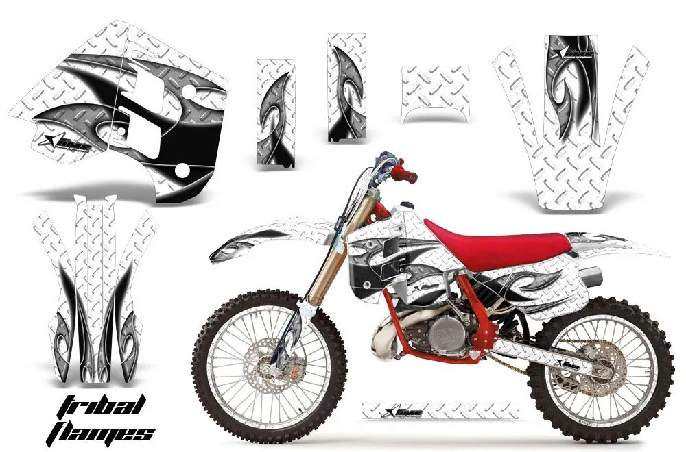 KTM C8 MXC / EXC 300 Dirt Bike Graphic Kit - 1990-1992 Tribal Flames White