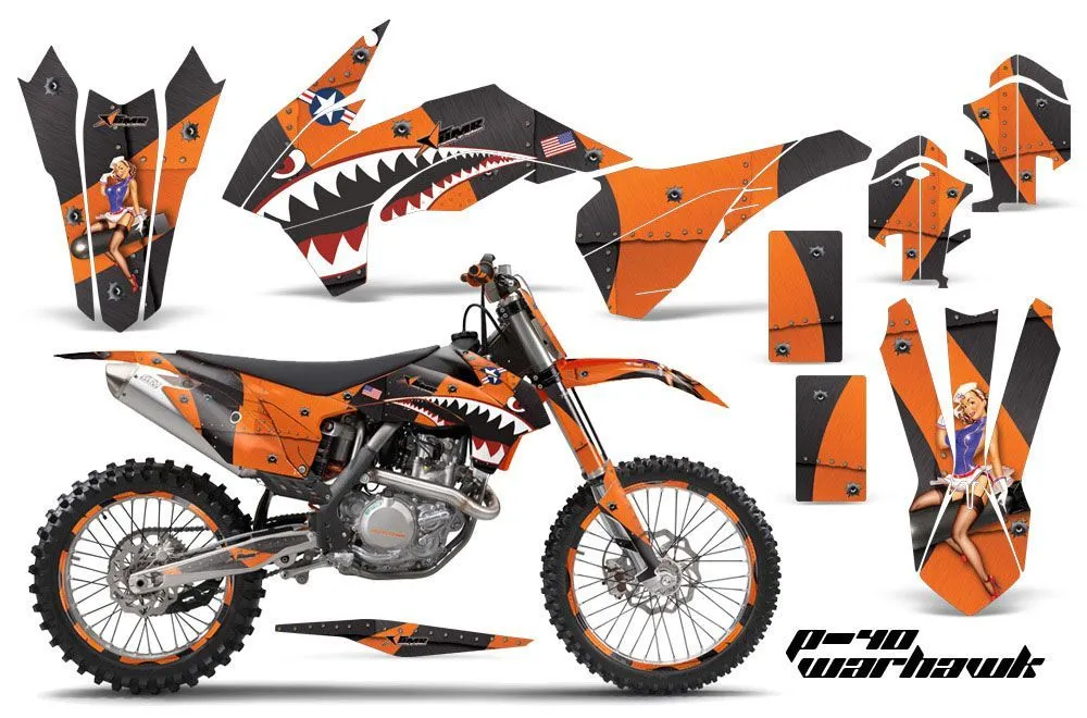 KTM C9 SX / SX-F / XC / XC-F Dirt Bike Graphic Kit - 2013-2015 P40 Warhawk Orange