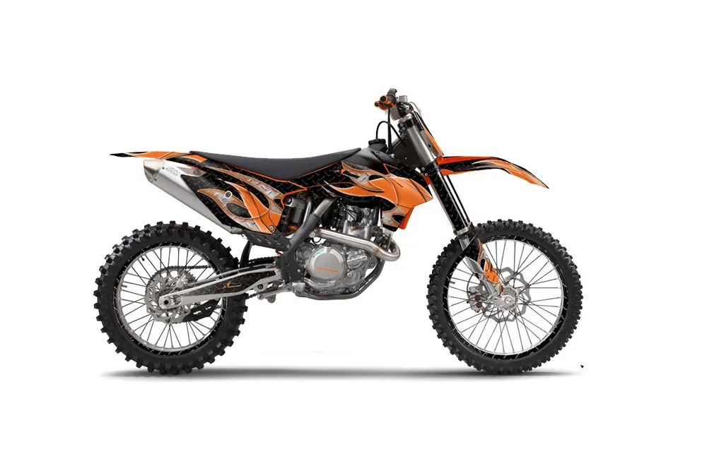 KTM C9 SX / SX-F / XC / XC-F Dirt Bike Graphic Kit - 2013-2015 Tribal Flames Orange