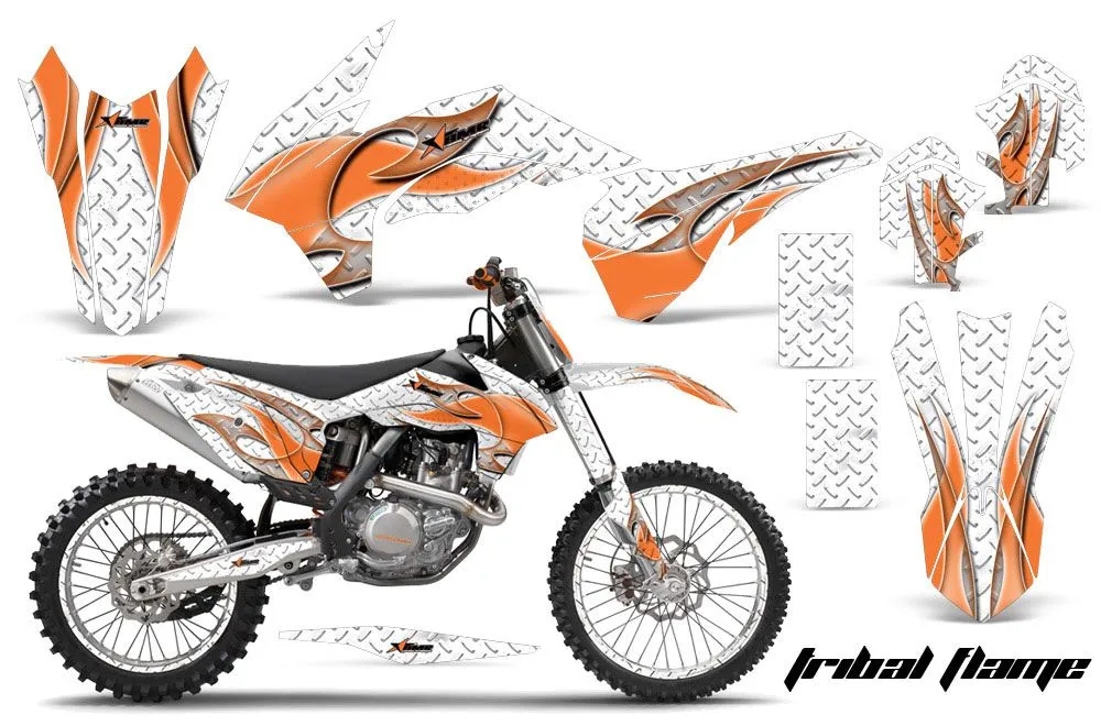 KTM C9 SX / SX-F / XC / XC-F Dirt Bike Graphic Kit - 2013-2015 Tribal Flames White