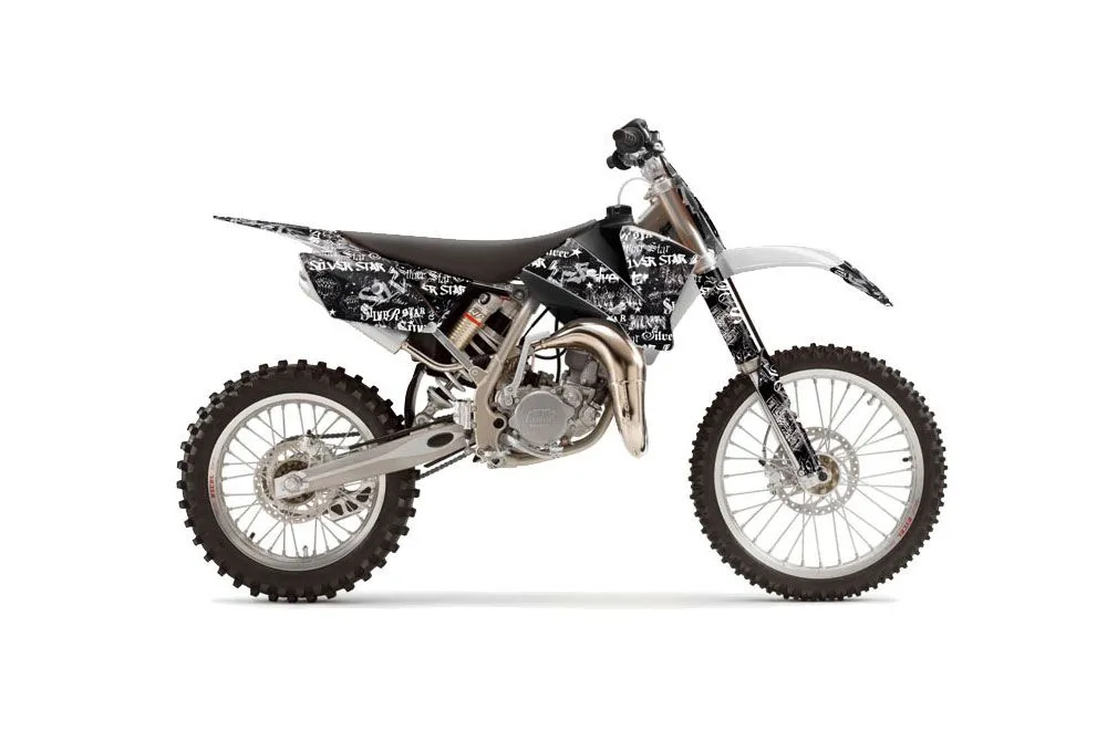 KTM SX 105 Dirt Bike Graphic Kit - 2004-2005 Silver Star - Silverhaze White