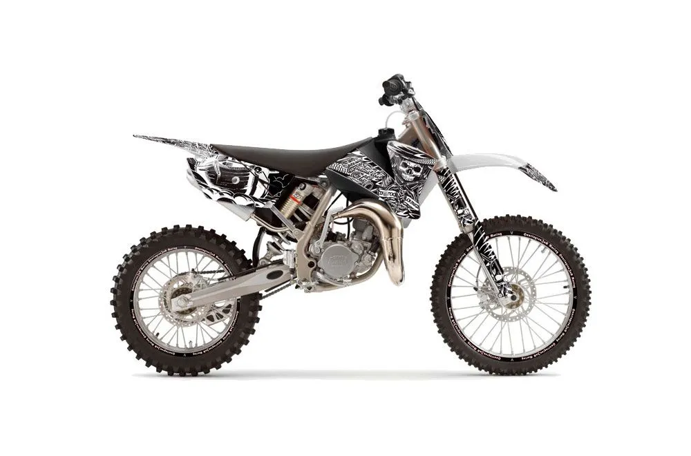 KTM SX 105 Dirt Bike Graphic Kit - 2004-2005 Skulls and Hammers White