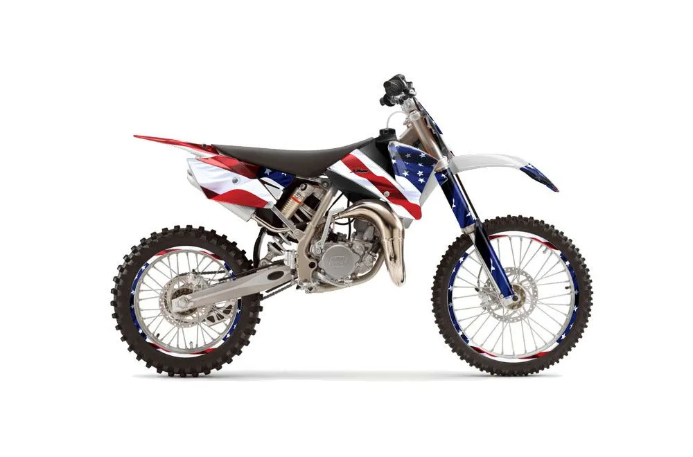 KTM SX 105 Dirt Bike Graphic Kit - 2004-2005 Stars and Stripes Red White & Blue