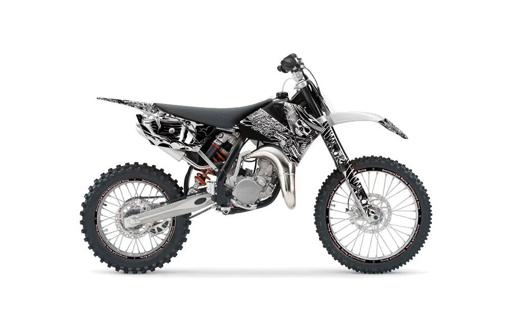KTM SX 105 Dirt Bike Graphic Kit - 2006-2012 Skulls and Hammers White