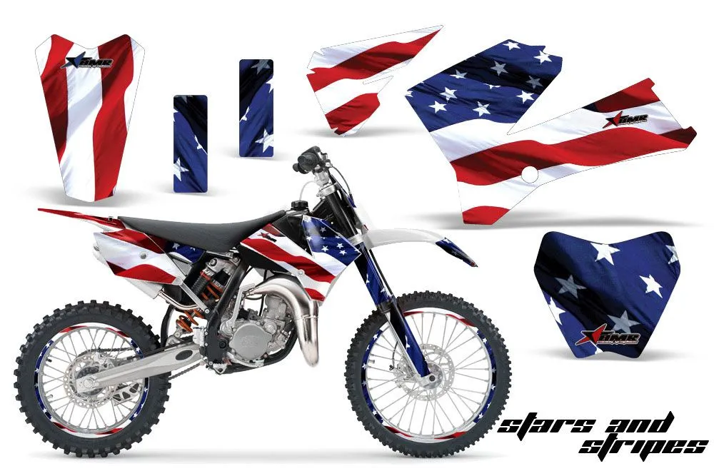 KTM SX 105 Dirt Bike Graphic Kit - 2006-2012 Stars and Stripes Red White & Blue