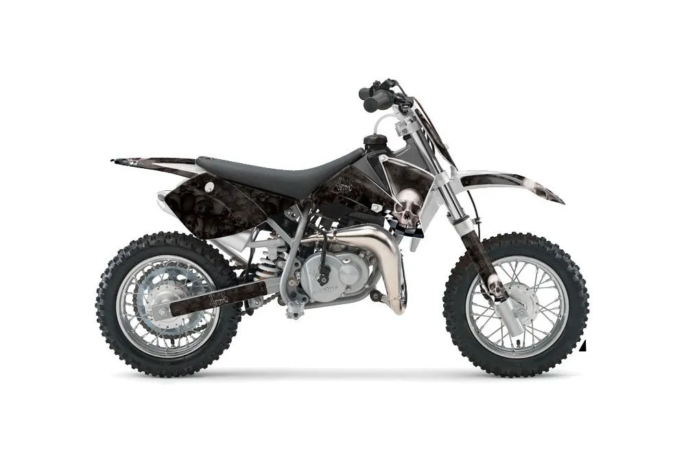 KTM SX 50 Adventure Jr / Sr Dirt Bike Graphic Kit - 2002-2008 Checkered Skull Black