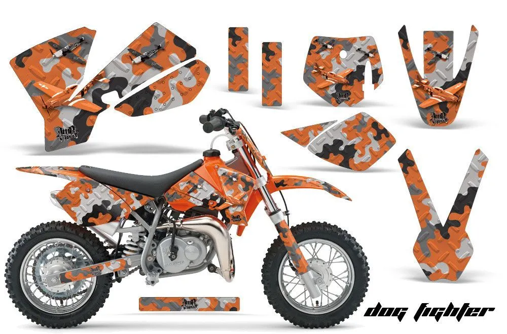 KTM SX 50 Adventure Jr / Sr Dirt Bike Graphic Kit - 2002-2008 Dog Fighter Orange