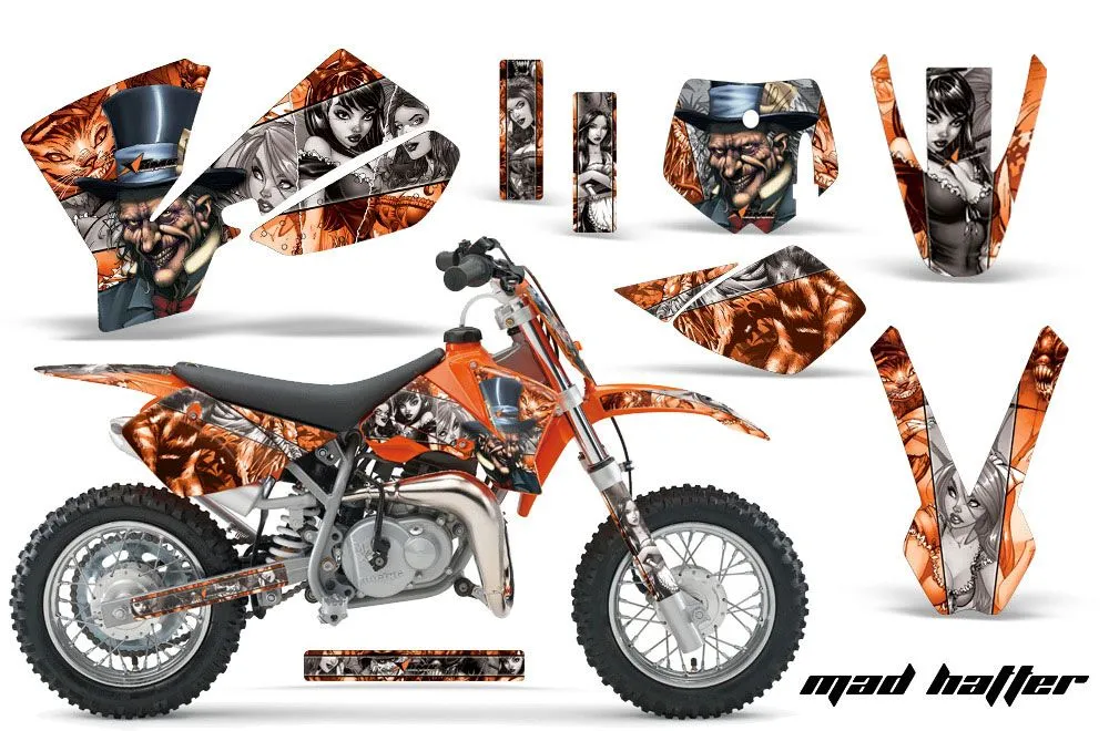 KTM SX 50 Adventure Jr / Sr Dirt Bike Graphic Kit - 2002-2008 Mad Hatter Orange