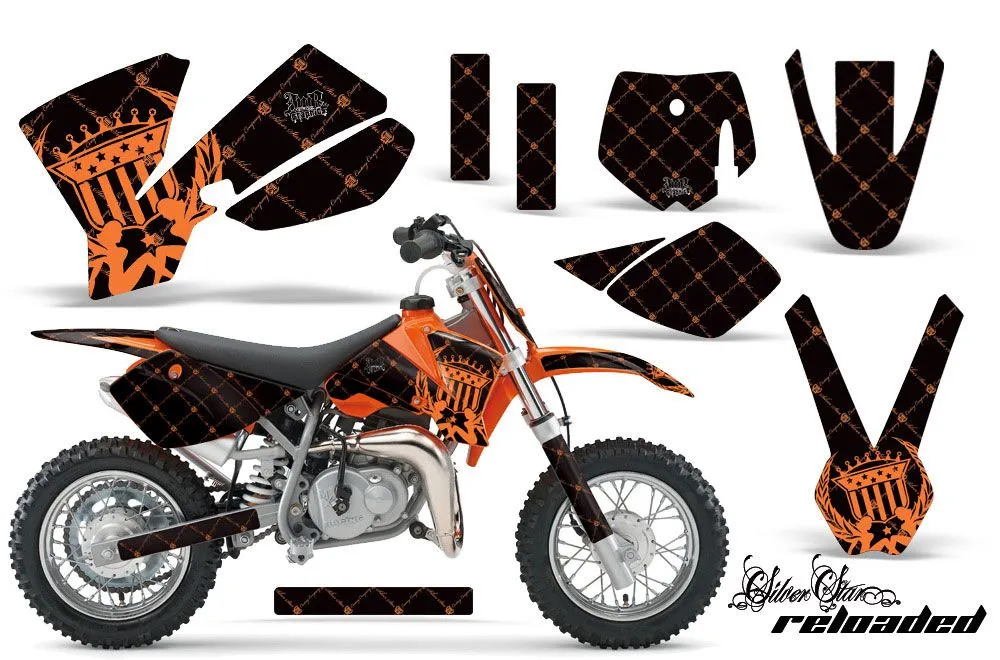 KTM SX 50 Adventure Jr / Sr Dirt Bike Graphic Kit - 2002-2008 Silver Star - Reloaded Orange