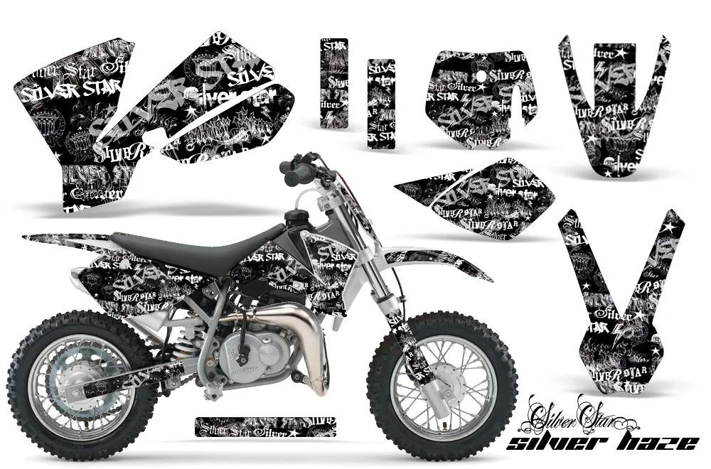 KTM SX 50 Adventure Jr / Sr Dirt Bike Graphic Kit - 2002-2008 Silver Star - Silverhaze White