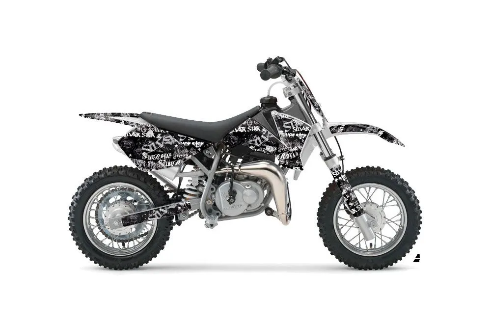 KTM SX 50 Adventure Jr / Sr Dirt Bike Graphic Kit - 2002-2008 Silver Star - Silverhaze White