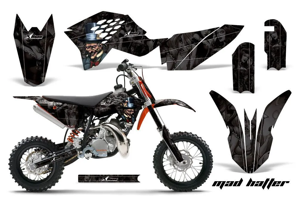 KTM SX 50 Adventure Jr / Sr Dirt Bike Graphic Kit - 2009-2015 Mad Hatter Black