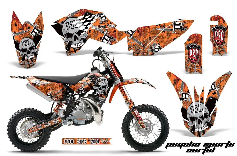 KTM SX 50 Adventure Jr / Sr Dirt Bike Graphic Kit - 2009-2015 Psycho Sports Cartel Orange
