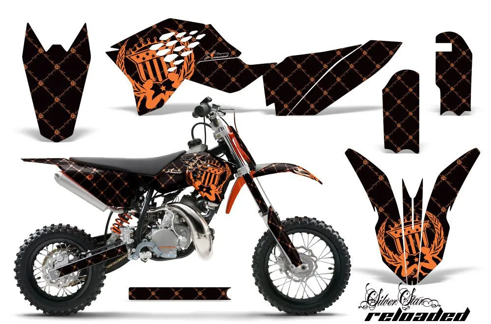KTM SX 50 Adventure Jr / Sr Dirt Bike Graphic Kit - 2009-2015 Silver Star - Reloaded Orange