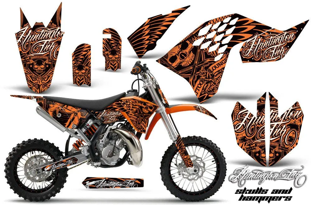 KTM SX 65 Dirt Bike Graphic Kit - 2009-2015 Skulls and Hammers Orange