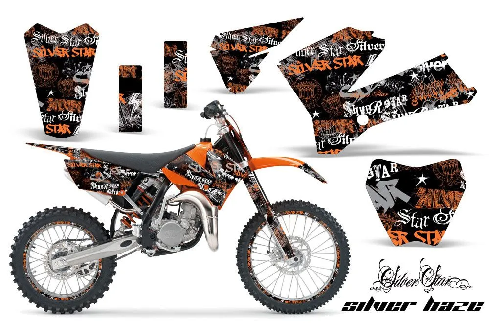 KTM SX 85 Dirt Bike Graphic Kit - 2006-2012 Silver Star - Silverhaze Orange