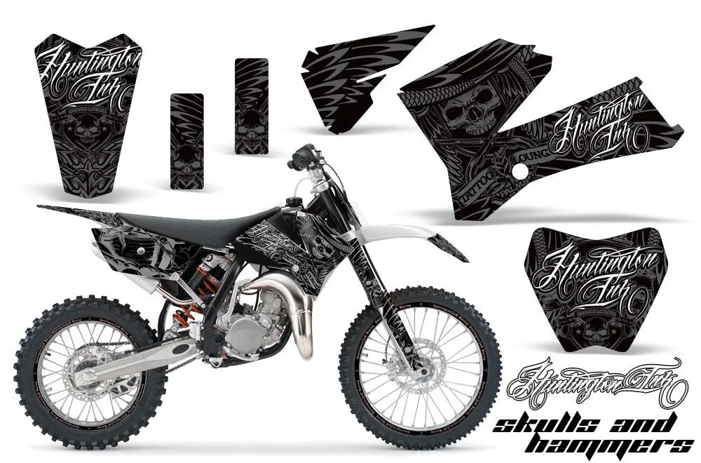 KTM SX 85 Dirt Bike Graphic Kit - 2006-2012 Skulls and Hammers Silver