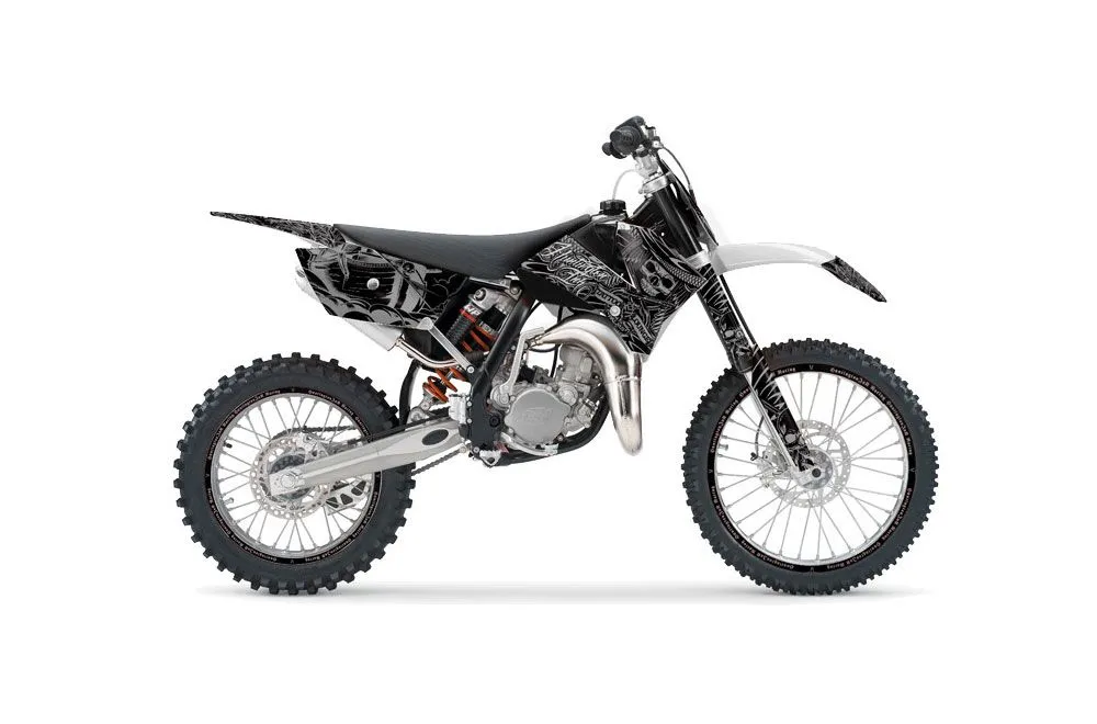 KTM SX 85 Dirt Bike Graphic Kit - 2006-2012 Skulls and Hammers Silver