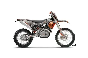 KTM C5 SX / SX-F 125 / 525 Dirt Bike Graphic Kit - 2007-2010 Checkered Skull Orange