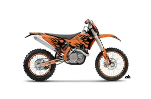 KTM C5 XC 125 / 525 Dirt Bike Graphic Kit - 2008-2010 Diamond Flames Orange