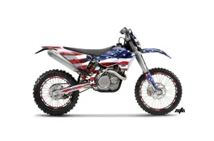 KTM C5 XC 125 / 525 Dirt Bike Graphic Kit - 2008-2010 Stars and Stripes Red White & Blue