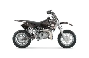 KTM SX 50 Adventure Jr / Sr Dirt Bike Graphic Kit - 2002-2008 Checkered Skull Silver