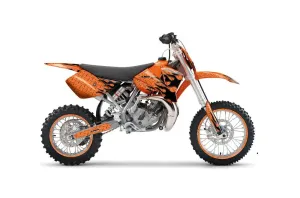 KTM SX 65 Dirt Bike Graphic Kit - 2002-2008 Diamond Flames Orange