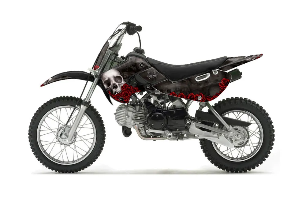 Suzuki DRZ 110 Dirt Bike Graphic Kit - All Years Bone Collector Black