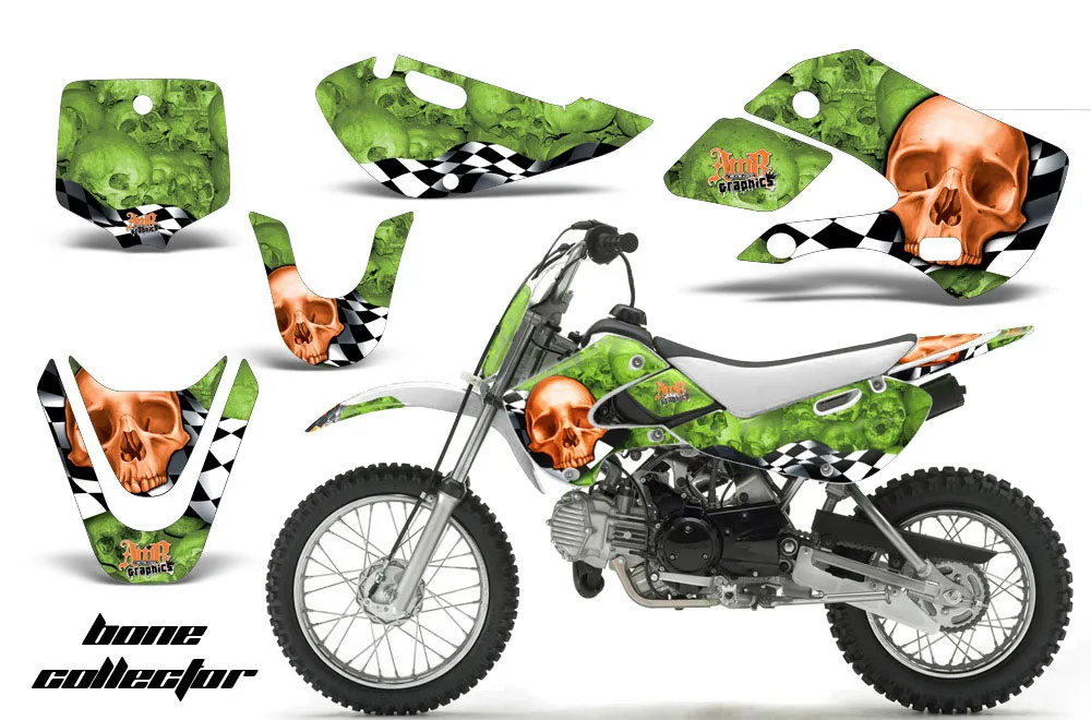 Suzuki DRZ 110 Dirt Bike Graphic Kit - All Years Bone Collector Orange