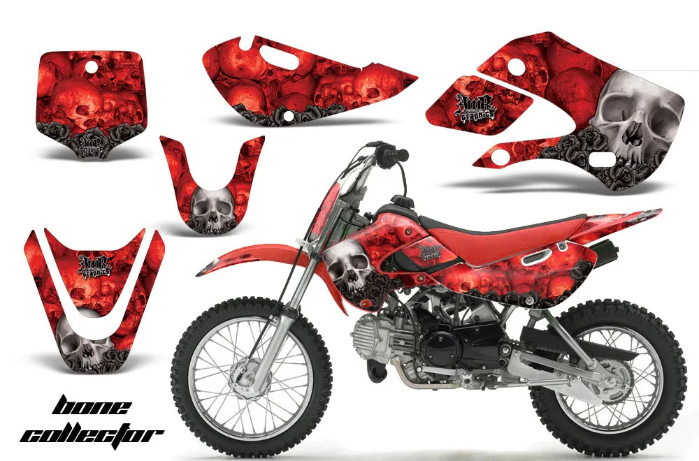 Suzuki DRZ 110 Dirt Bike Graphic Kit - All Years Bone Collector Red