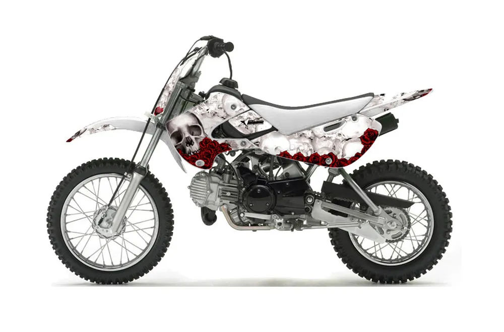 Suzuki DRZ 110 Dirt Bike Graphic Kit - All Years Bone Collector White